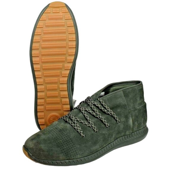 Under Armor Mens 12 Suede Veloce Mid Shoes Green New - Picture 1 of 11